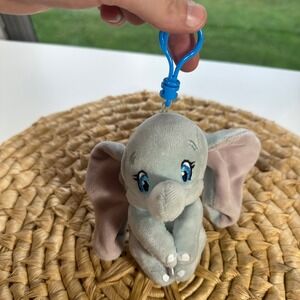 TY Sparkle Dumbo Disney Plush Clip On Blue‎ Elephant Key Chain Toy